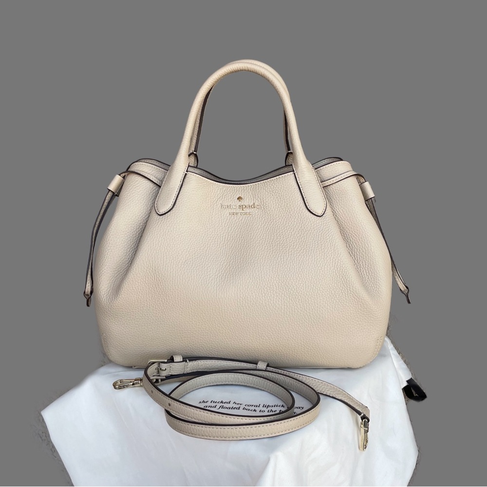 KATE SPADE NWOT Neutral Beige Leather Dumpling Bag Classic Crossbody Satchel Bag